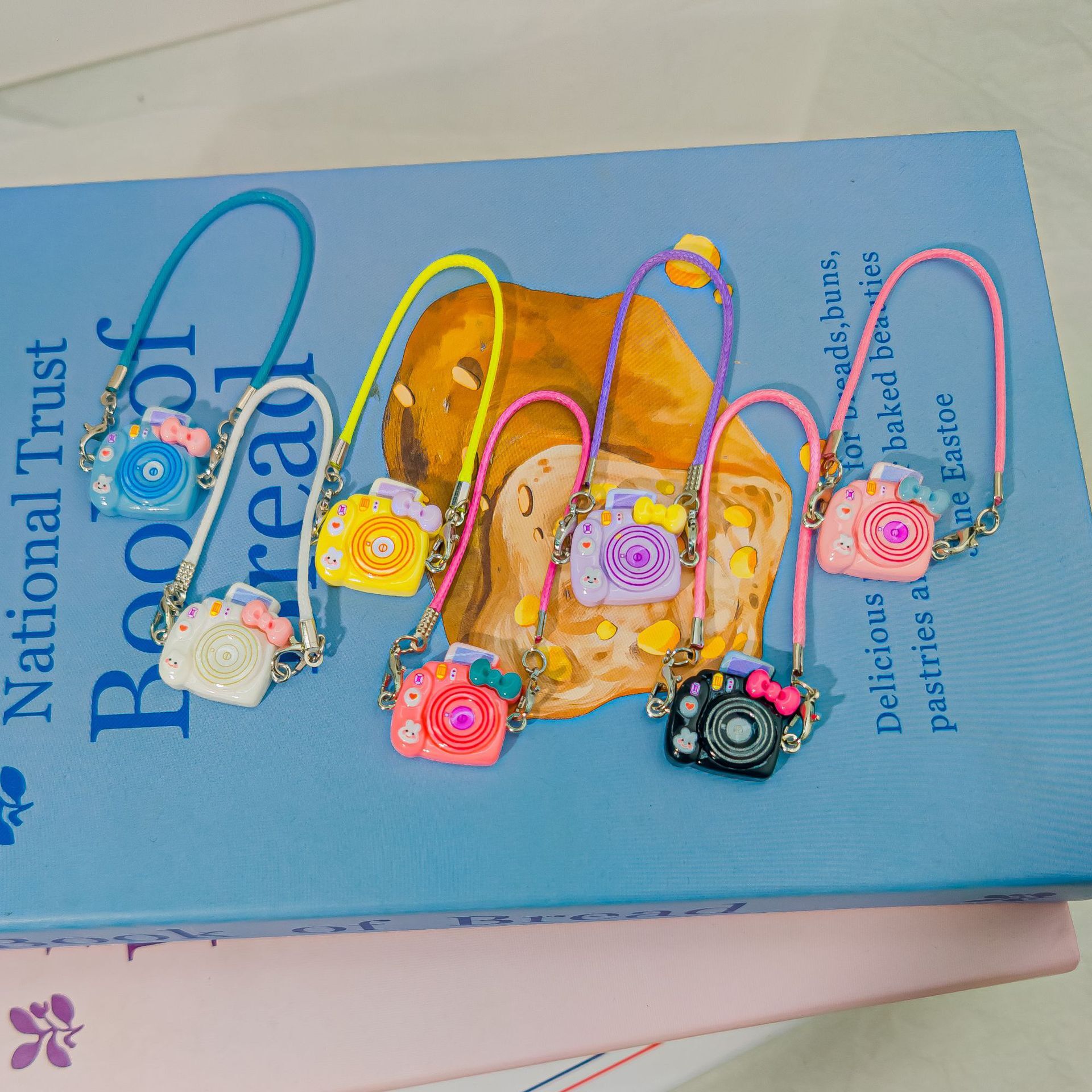 Dollhouse Mini Cartoon Model Small Camera Bowknot Neck Doll Hanging Decoration Accessory