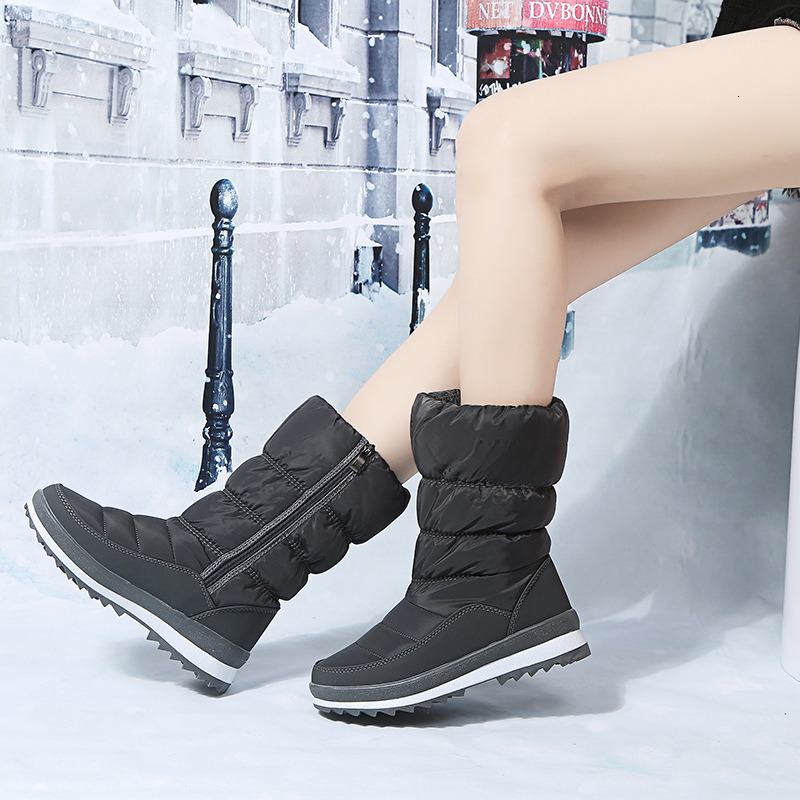 Cross border plus size autumn and winter new wool lining thick snow boots women's cotton boots snow boots designer shoes