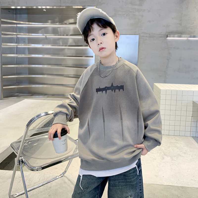 New Autumn Kids Boy Vintage Retro Sweatshirts Top for Teens Casual Loose Gradient Pullover Tops Cotton Long Sleeve Casual OutfitT251030