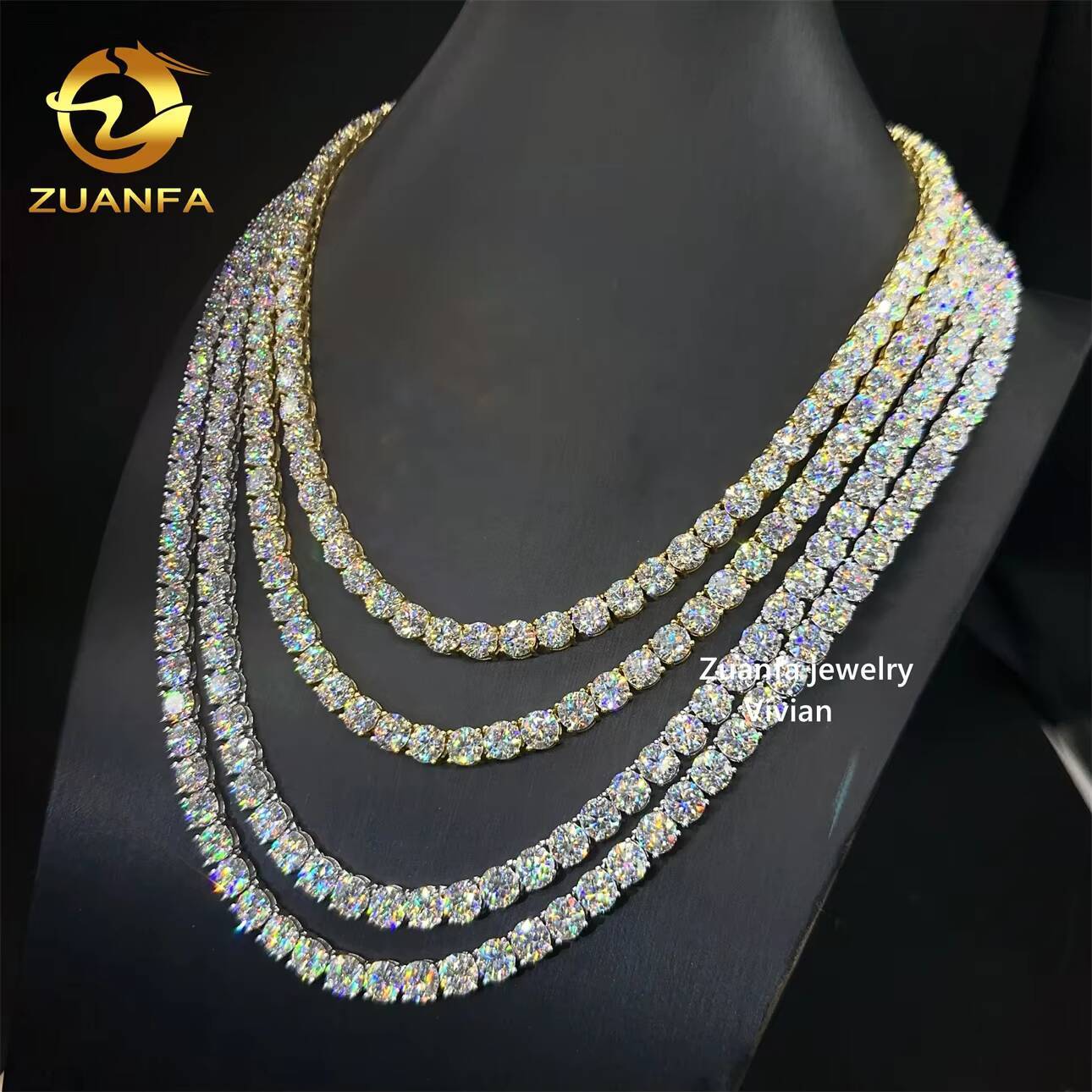 925 Sterling Silver Full Size Tennis Bracelet Necklace Moissanite Jewelry Passes Diamond Tester Elegant Tennis Chain