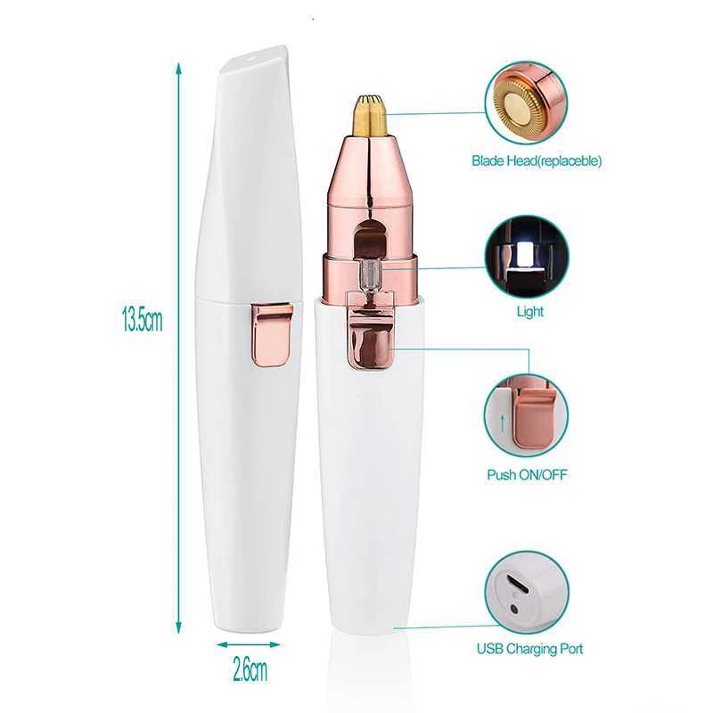 2 in 1 Electric Eyebrow Trimmer Painless Eye Brow Epilator For Women Makeup Mini Razors Portable Facial Hair Removal Shaver M251030