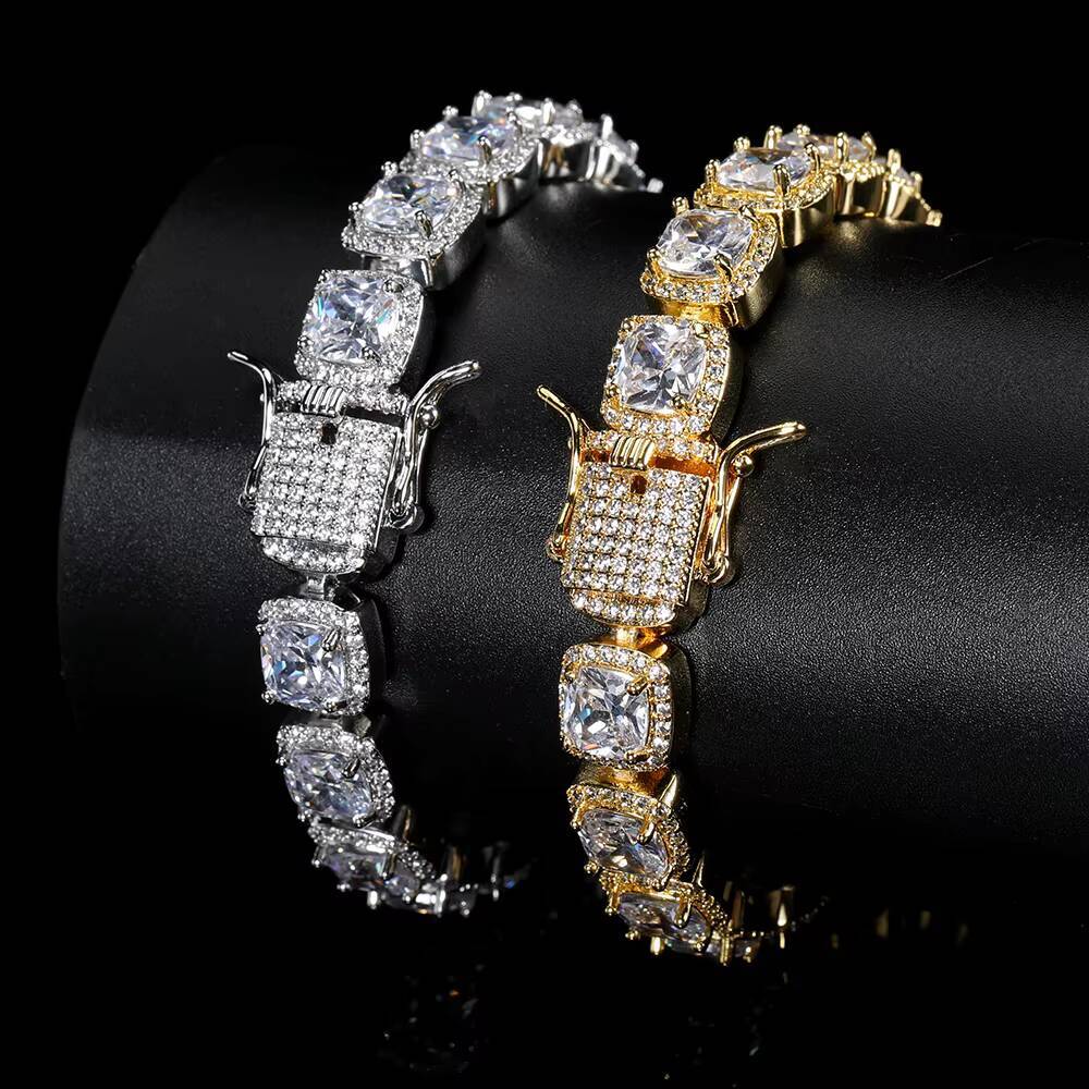 10mm Hip Hop Fine Jewelry Cluster Bracelets Iced Out Icy Girls Crystal Sugar moissaniteia Jewelry Bracelet for Women Designer's style