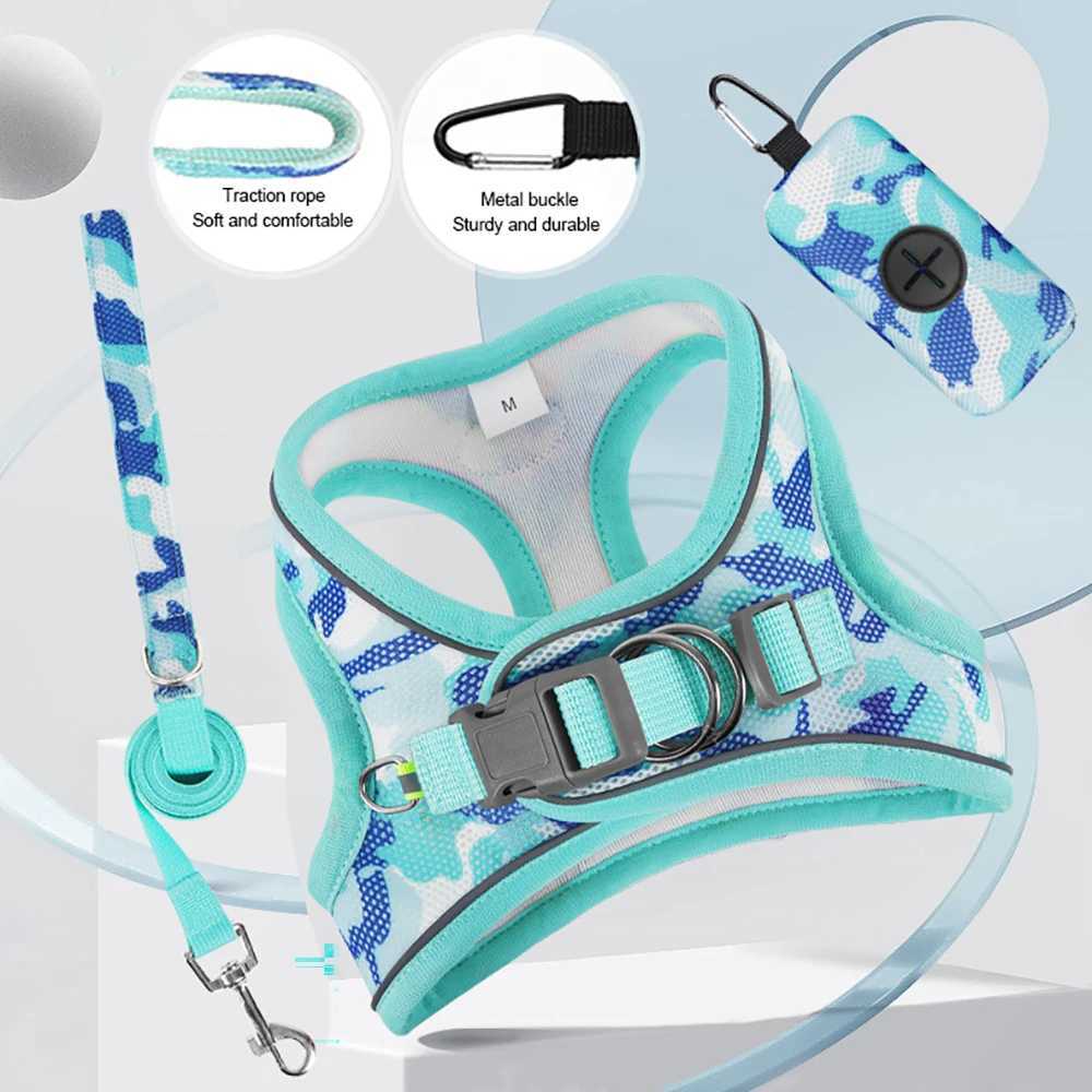Pet Harness and Leash Set Adjustable Soft Mesh for Small Medium Dogs Cats Fashion Breathable Strips Puppy Kitten Walking Gear J251129