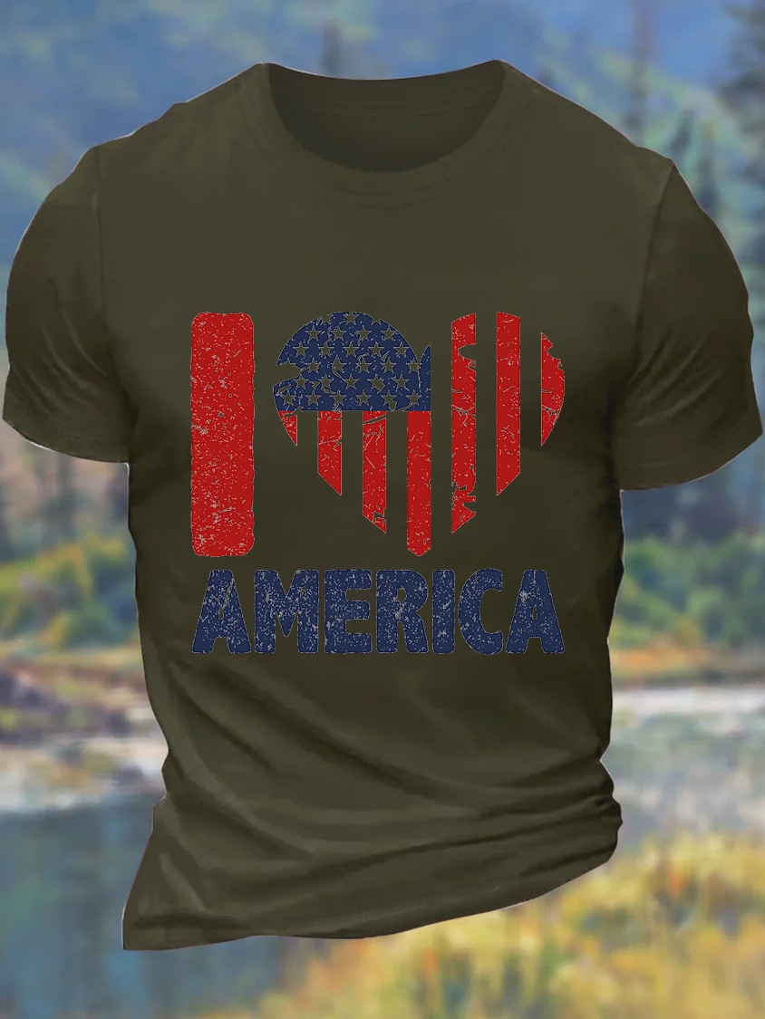 Europe & USA Oversized Men's New Summer Independence Day July 4th Cotton Casual Letter T-Shirt - TT7333