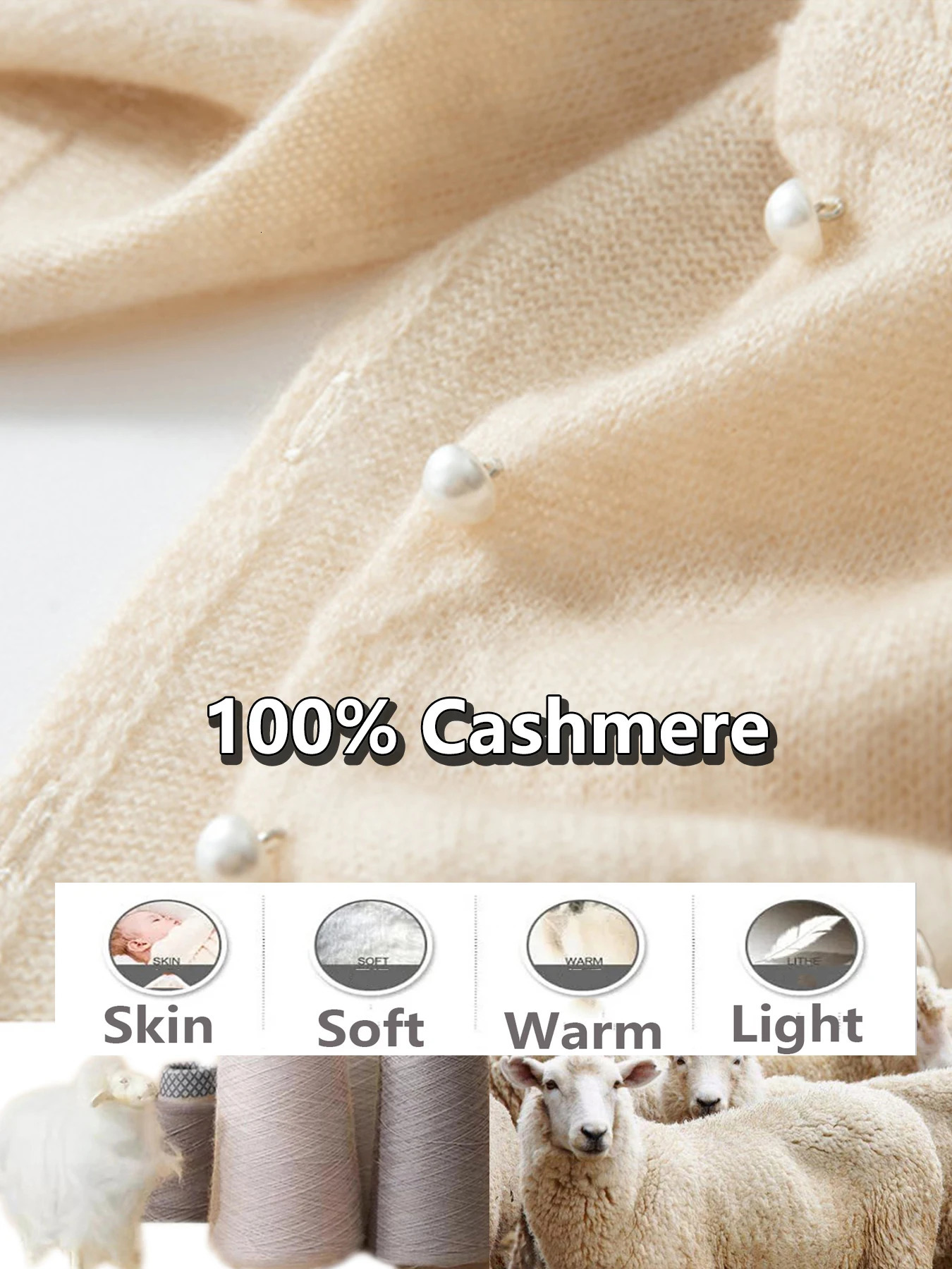 100 Pure Cashmere Shalws Scarf Women Soft Warm Cardigan Pushima Winter Autumn Pearl Decoration Cape DualPurpose Soft Knitwear 251029