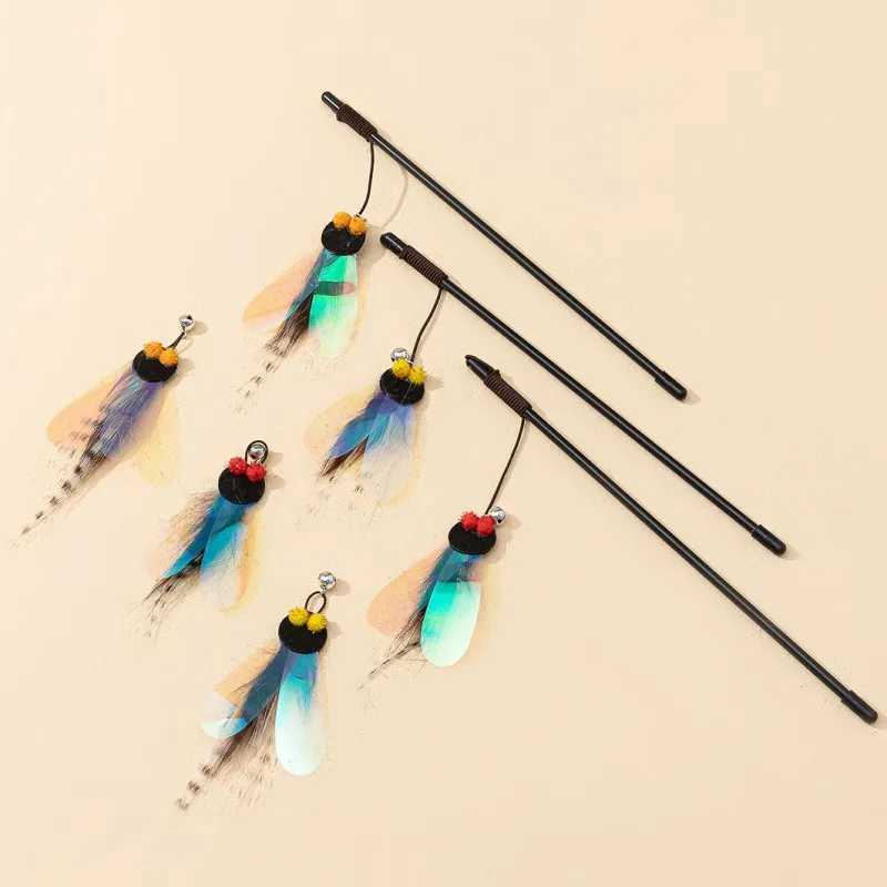 Cat Toys Feather Toy for Cats Teaser Stick Bite Resistant Butterfly Cat Toys Interactive Durable Cats Toy with Bell Pet Products S251029{category}