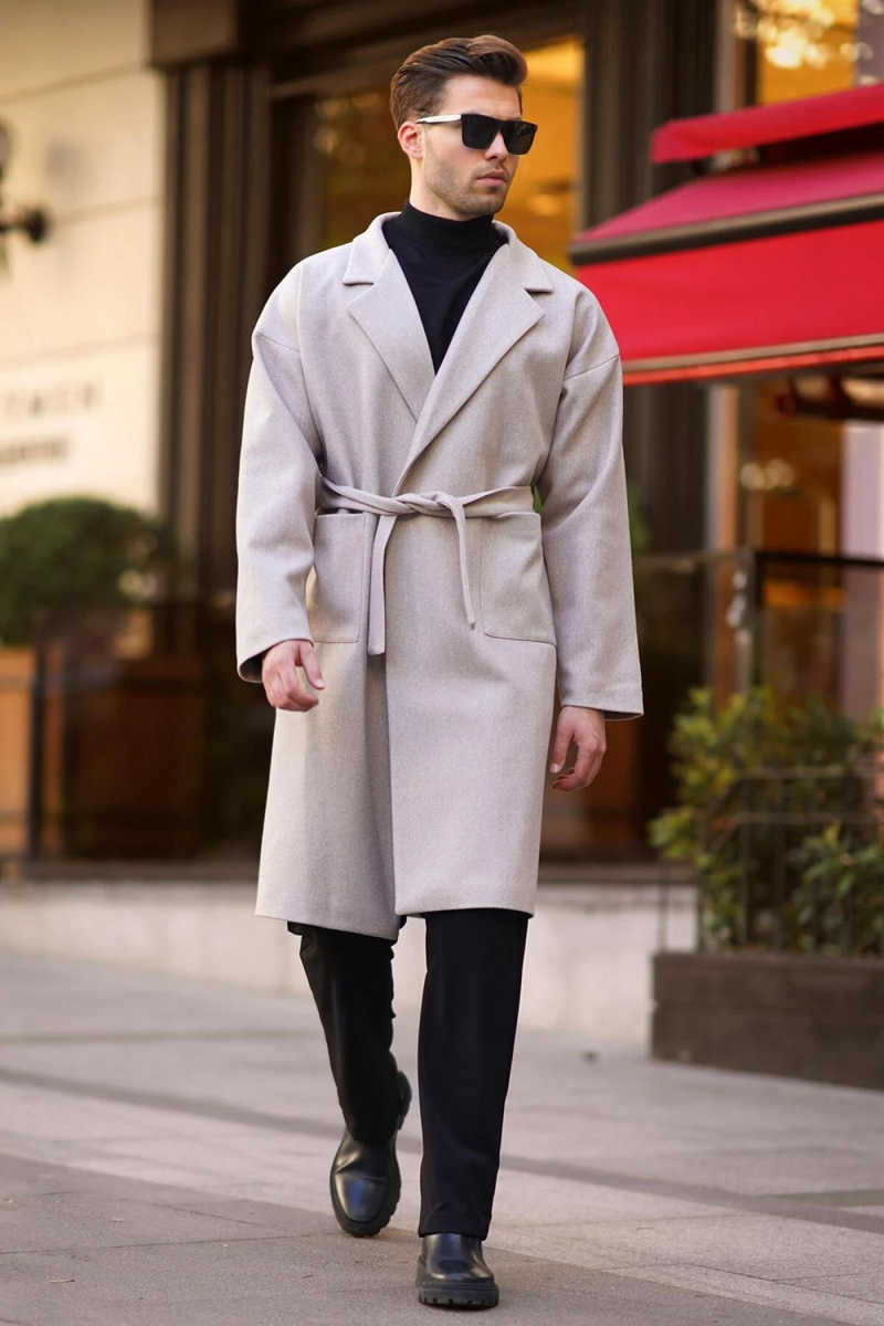Autumn and Winter Men's Overcoat Wool Blend Buttonless Outerwear Commute Warm Customized trajes para hombre