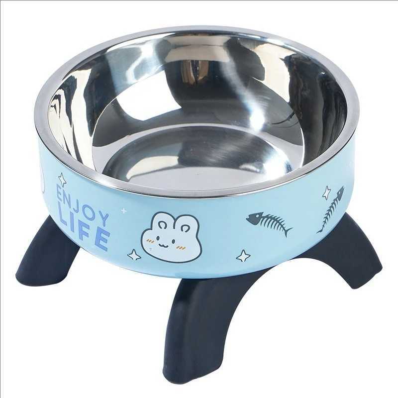 Cat high footed bowl neck protection cat bowl pet stainless steel bowl anti slip and anti knock dog bowl dog food utensil J251113