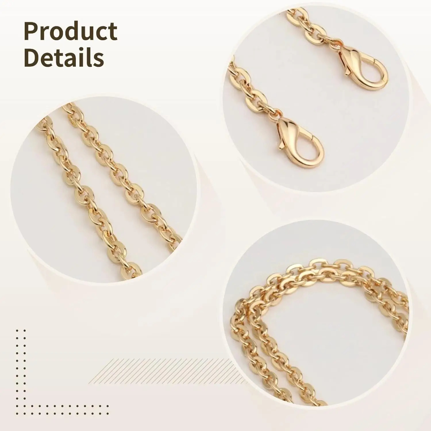 Purse Chain Flat Bag Chain with Metal Buckles Chain Purse Strap for DIY Purse Wallet Handbag Shoulder Bag Crossbody Bag 251030