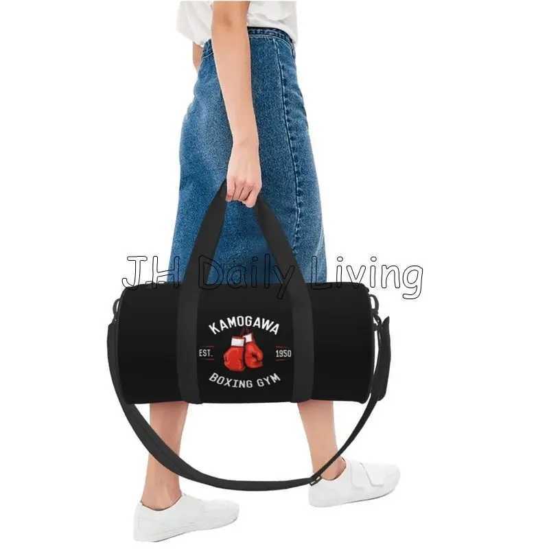 Kamogawa Boxing Gym Print Round Travel Bags Sport Gym Yoga Duffle Bag with Shoe Compartment Wet Pocket for Men Women H251029
