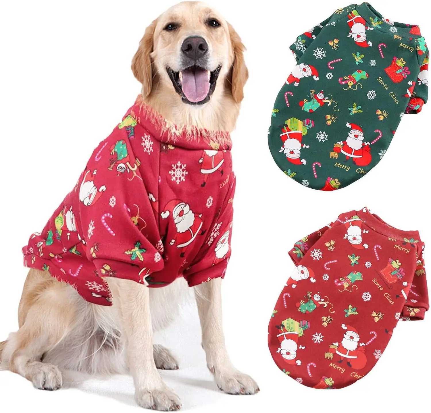 Large Dog Hoodies Christmas Sweater Winter Warm Fleece Lined Pet Clothes Xmas Puppy Holiday for Medium Large Dogs C251030