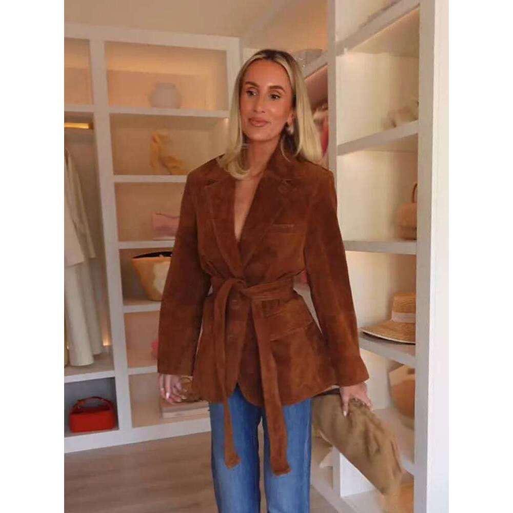 HH Women's Fashion Long Sleeves Jacket Solid Turn-Down Collar Lace-Up Decoration Pockets Button Female Autumn Casual Coats