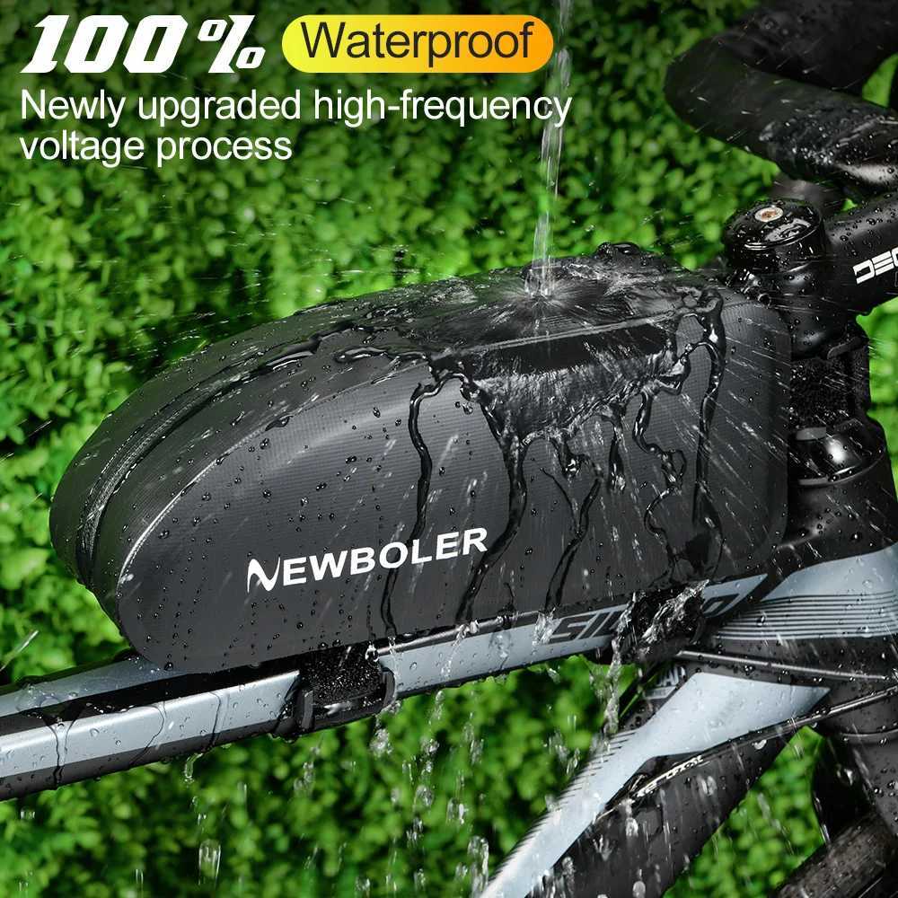 NEWBOLER Bicycle Bag Waterproof Cycling Top Front Tube Frame Bag Large Capacity MTB Road Bicycle Pannier Black Bike Accessories H251029