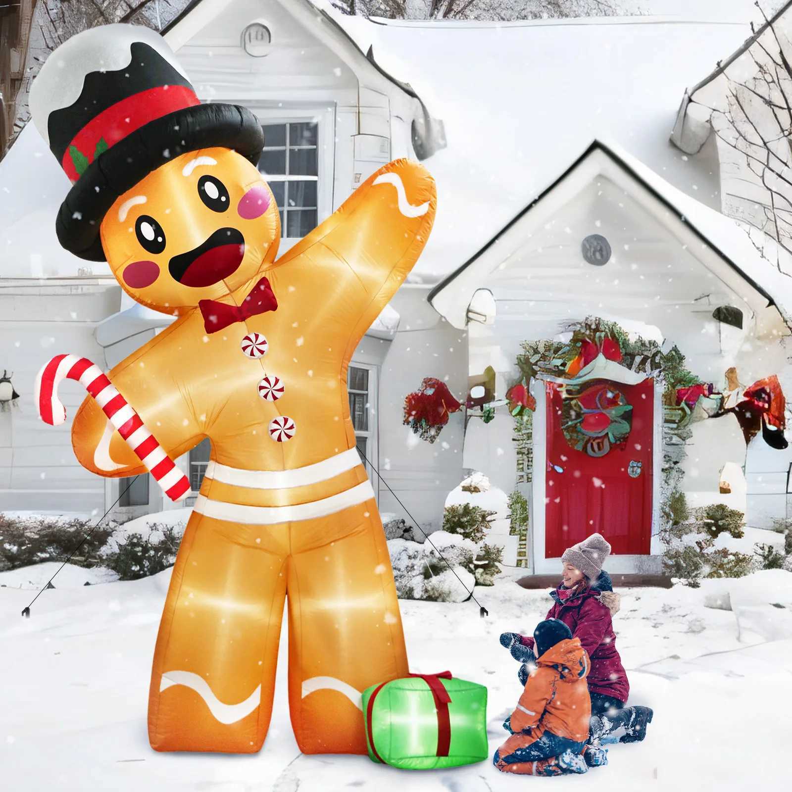 OurWarm 12FT Christmas Inflatables Outdoor Decorations Giant Gingerbread Inflatable Christmas Blow Up for Outdoor Lawn Garden C251030