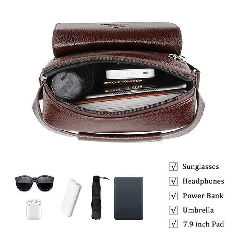 High Quality Men Shoder Bag Men PU Leather Flaps Mens Crossbody Bags Business Flap M Solid Messenger Bag Travel Bag Y251011