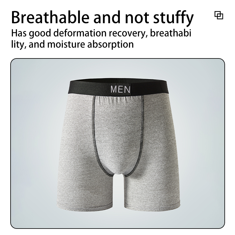 Men's Underwear-Men's Cotton Boxer Briefs - Breathable Moisture-Wicking Athletic Underwear, Comfortable Skin-Friendly Daily-D004