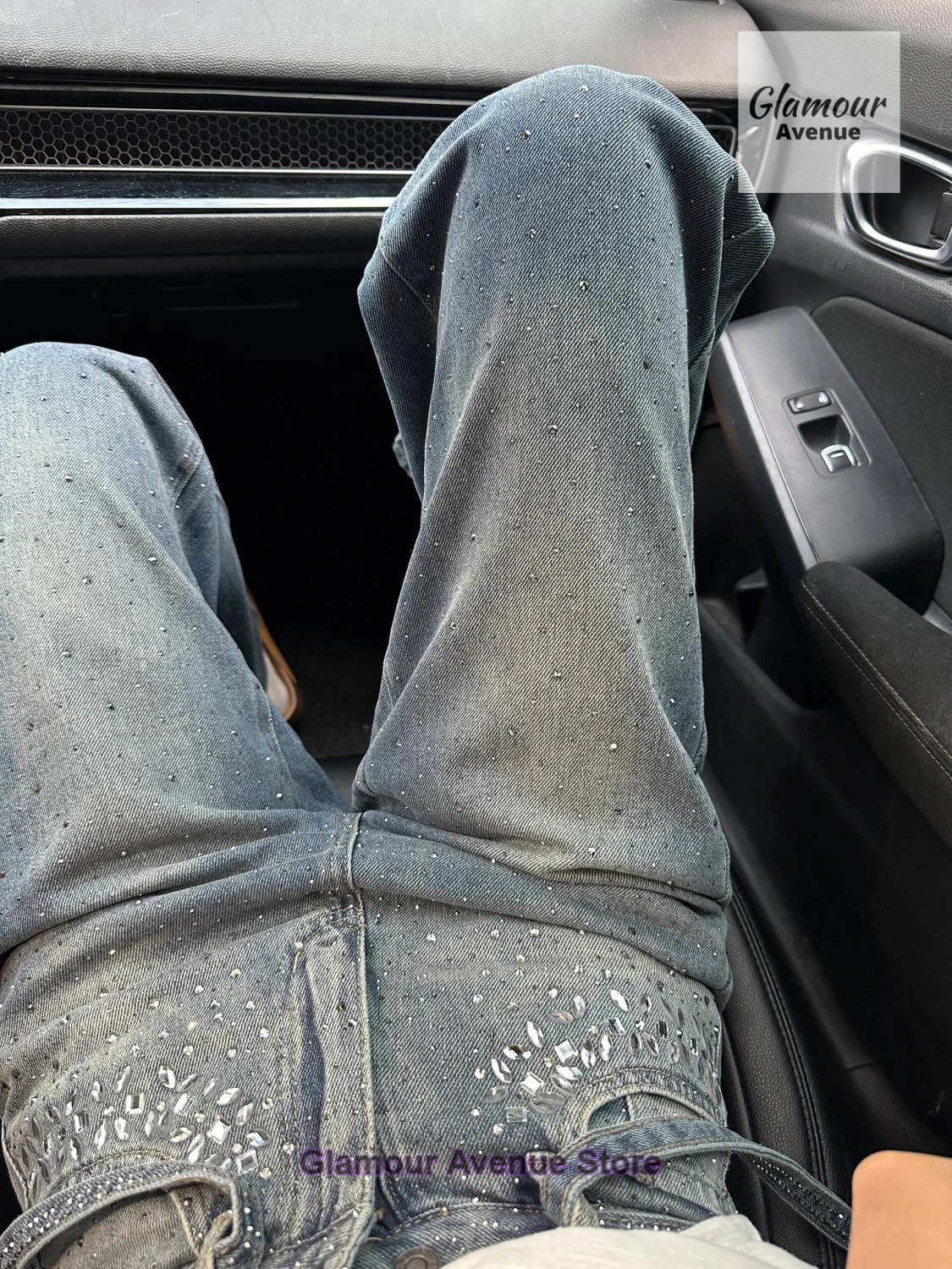 American retro rhinestone style jeans for womens spring and autumn fashion loose and slim niche straight leg pants 251029