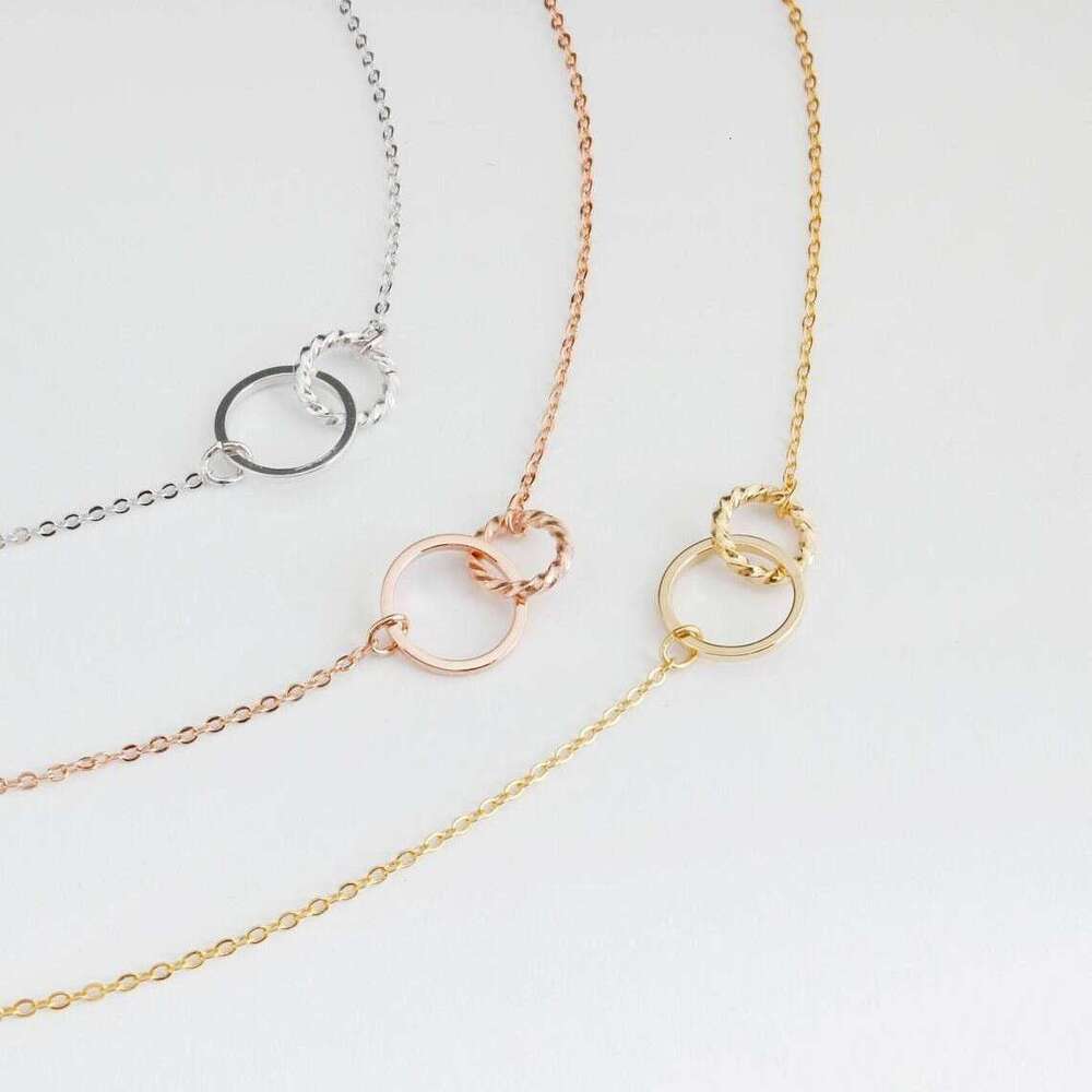 New Double Ring Birthstone Fashion Round Interlocking Bracelet Exquisite Jewelry for Women