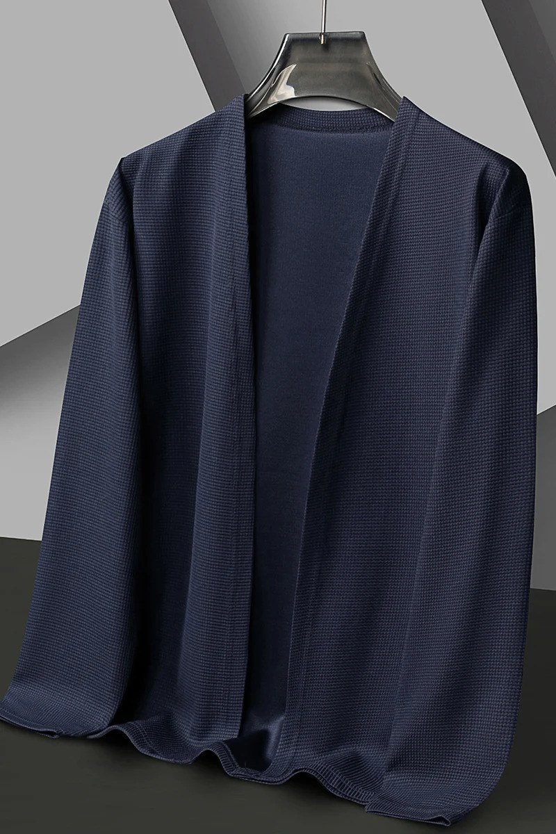 Autumn and Winter Versatile Fashionable Mens Knitted Cardigan Jacket Pure Color Wool Sweater Fashion 251017