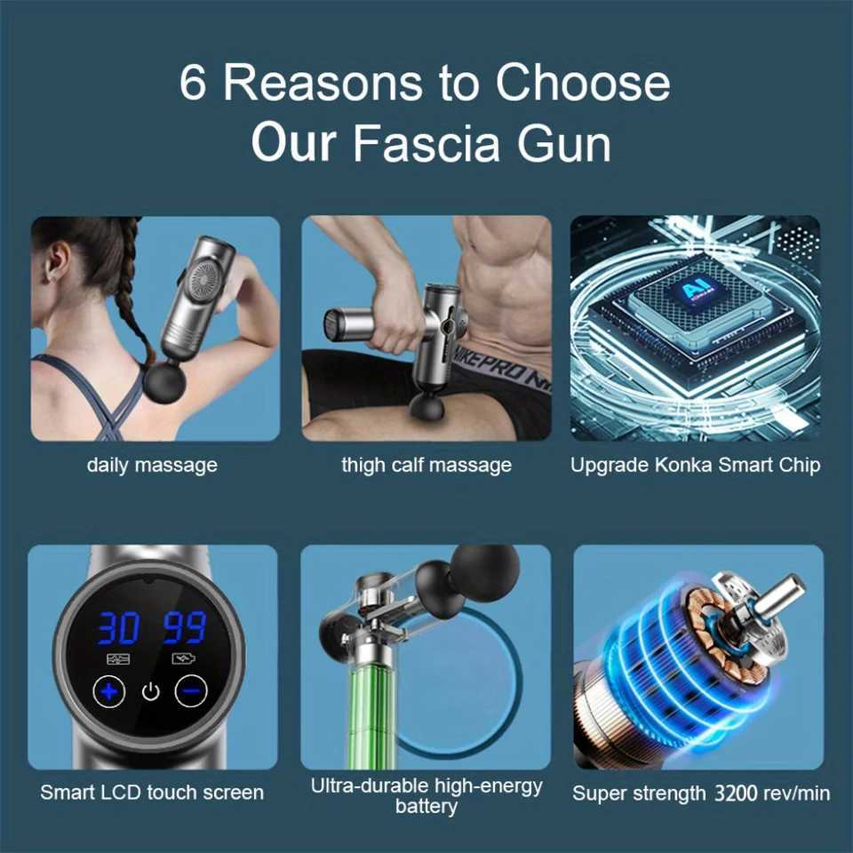 99 Level Massage Gun Fascia Deep Muscle Relax Body Neck Massager Electric Fitness Equipment Noise Reduction Male Female J251030