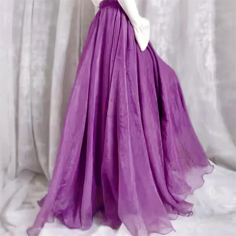 2025 Fashion Women Chiffon Long Skirts High Waist Floor Length Ruffles White Summer Boho Maxi Skirt Saia Longa Faldas 251028