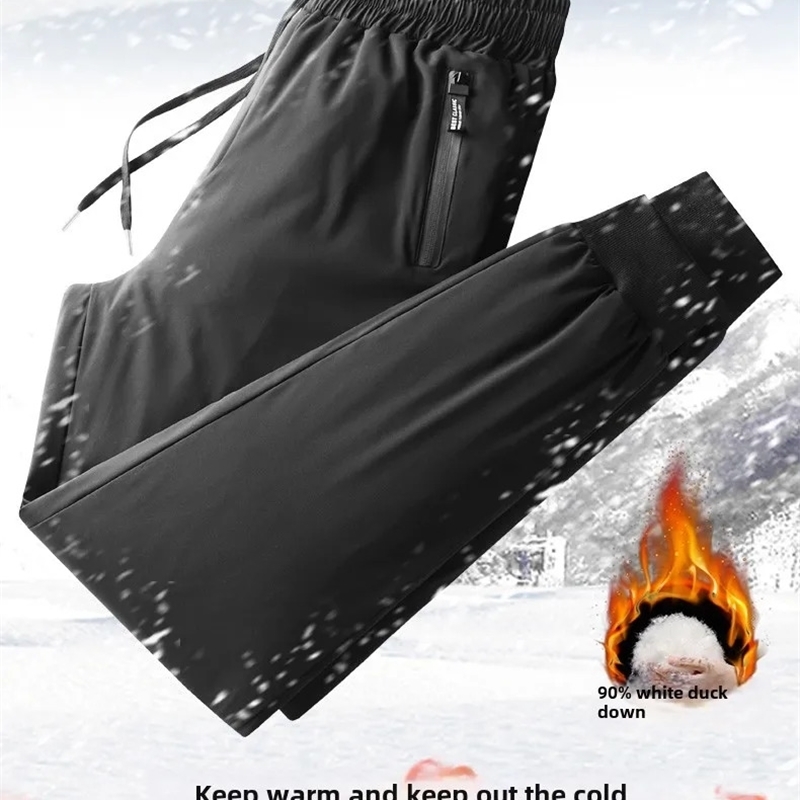 Winter Thick Warm and Windproof White Duck Velvet Legged Pants Down for Outward Wearing Cold Proof Sports y251010