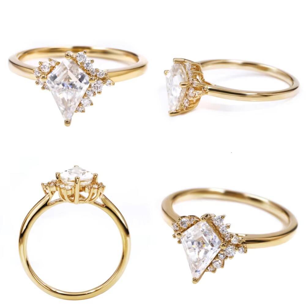 Tianyu Gems 7x10mm Kite Cut Moissanite Ring DEF 10k 14k 18k Yellow Gold Wedding Engagement Rings Custom Made Jewelry for Women