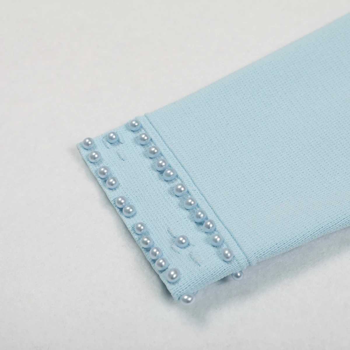 Thr Color Highquty Elastic Knitted New Fashionable Luxury Pearl Long Slved Cardigan Slveless Slim Fit Dress Women Set C251030