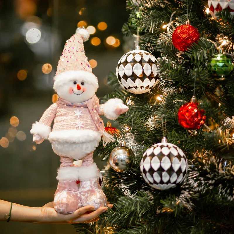 1pc Christmas Decorations supplies Pink Old Man Snowman Telescopic Figure home decoration Bedroom Display Christmas ornaments C251030