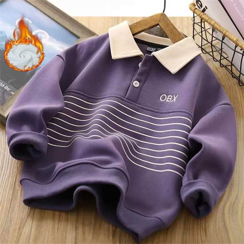 Winter Boys Warm Hoodies Children Autumn Plus Velvet Sweatshirts Children Fashion Padded Tracksuit 2024 New Kids Fleece ClothingT251030