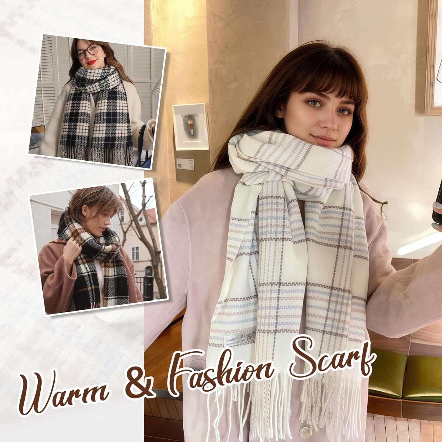 Custom Women's Scarf Warm Pashmina Shawls and Wraps for Evening Dress Winter Fashion Scarves Ladies Christmas Gifts