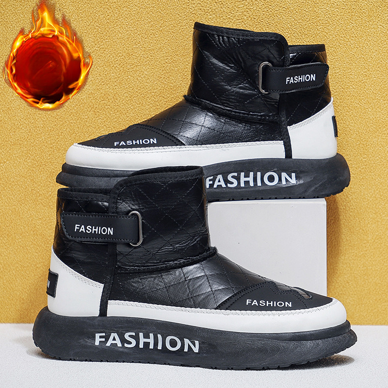 Extra Large European and American Winter New Thickened Wool Warm Snow Boots Men's Shoes Leather Thick Bottom Fashion Cotton Shoes Designer Shoes