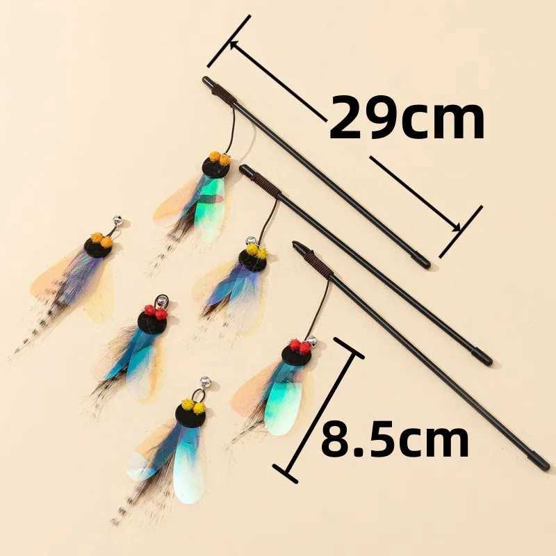 Cat Toys Feather Toy for Cats Teaser Stick Bite Resistant Butterfly Cat Toys Interactive Durable Cats Toy with Bell Pet Products S251029{category}