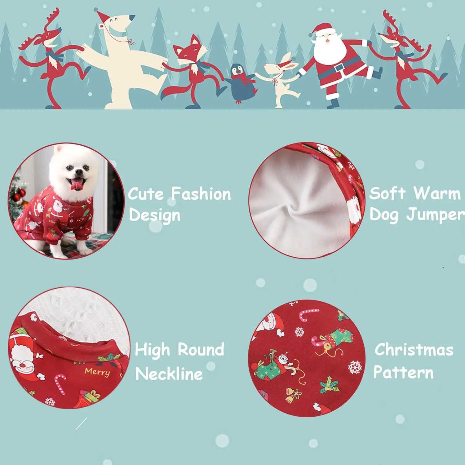 Large Dog Hoodies Christmas Sweater Winter Warm Fleece Lined Pet Clothes Xmas Puppy Holiday for Medium Large Dogs C251030