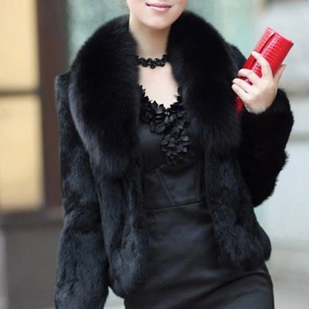 Haining winter fox fur collar large size mother pack rabbit jacket womens short clearance 251028