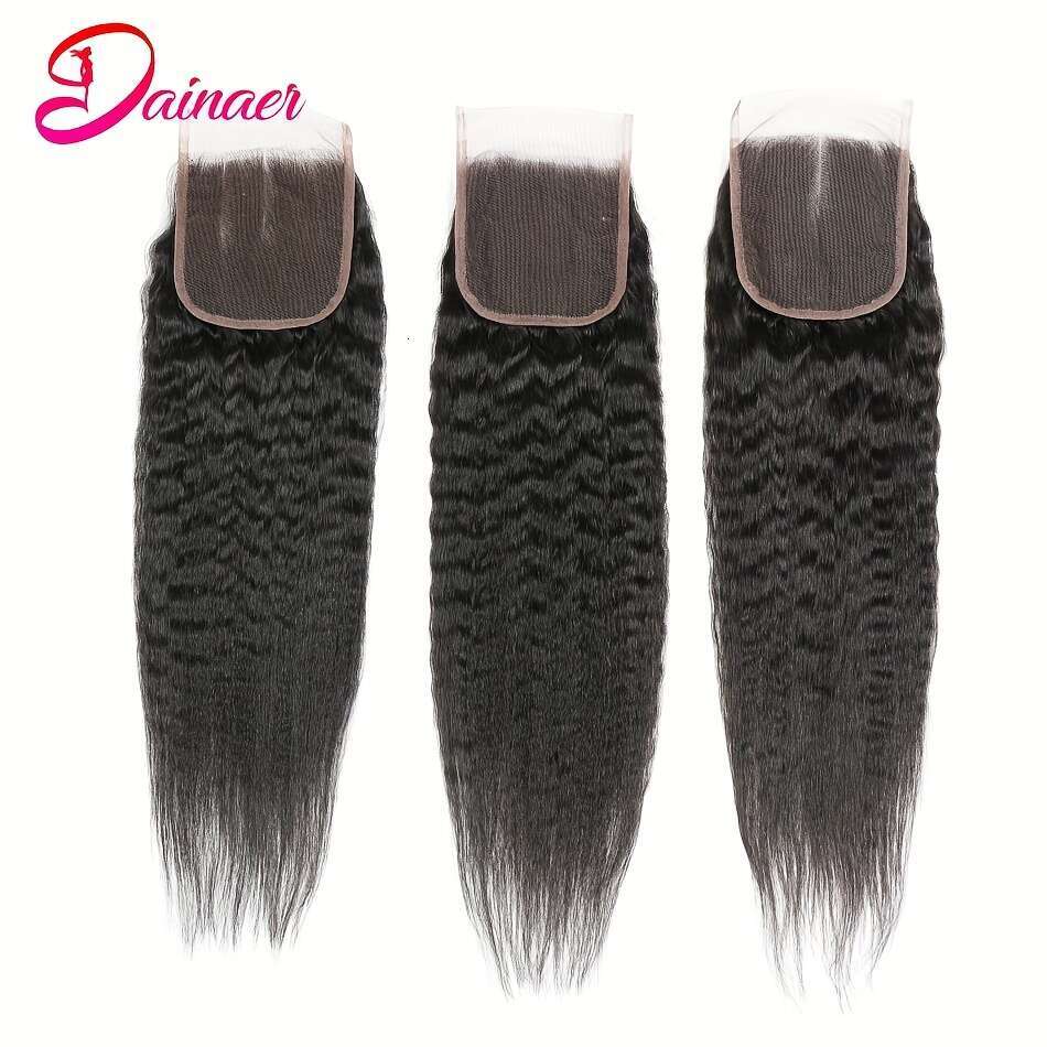 3 Bundles Brazilian Yaki Straight Human Hair Extensions With 4X4 Free Part Closure - Natural Look, Lightweight & Durable For Women Of All Ethnicities