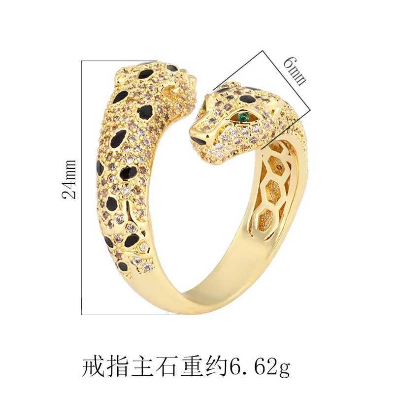 2024 New Jewelry European and American Retro Leopard Ring Fashion Personality Diamond S925 Silver Plated 18K GoldW251030