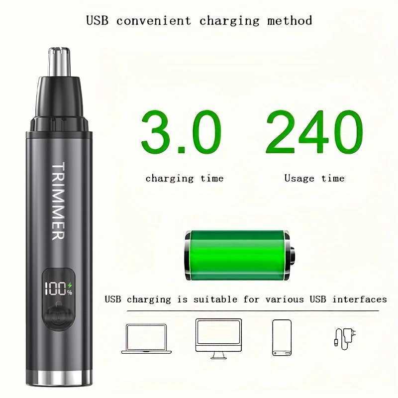5in1 Electric Nose Hair Trimmer Digital Display Remove Armpit Hair Eyebrows Ear Hair Beard Multifunctional Trimmer Typec M251030