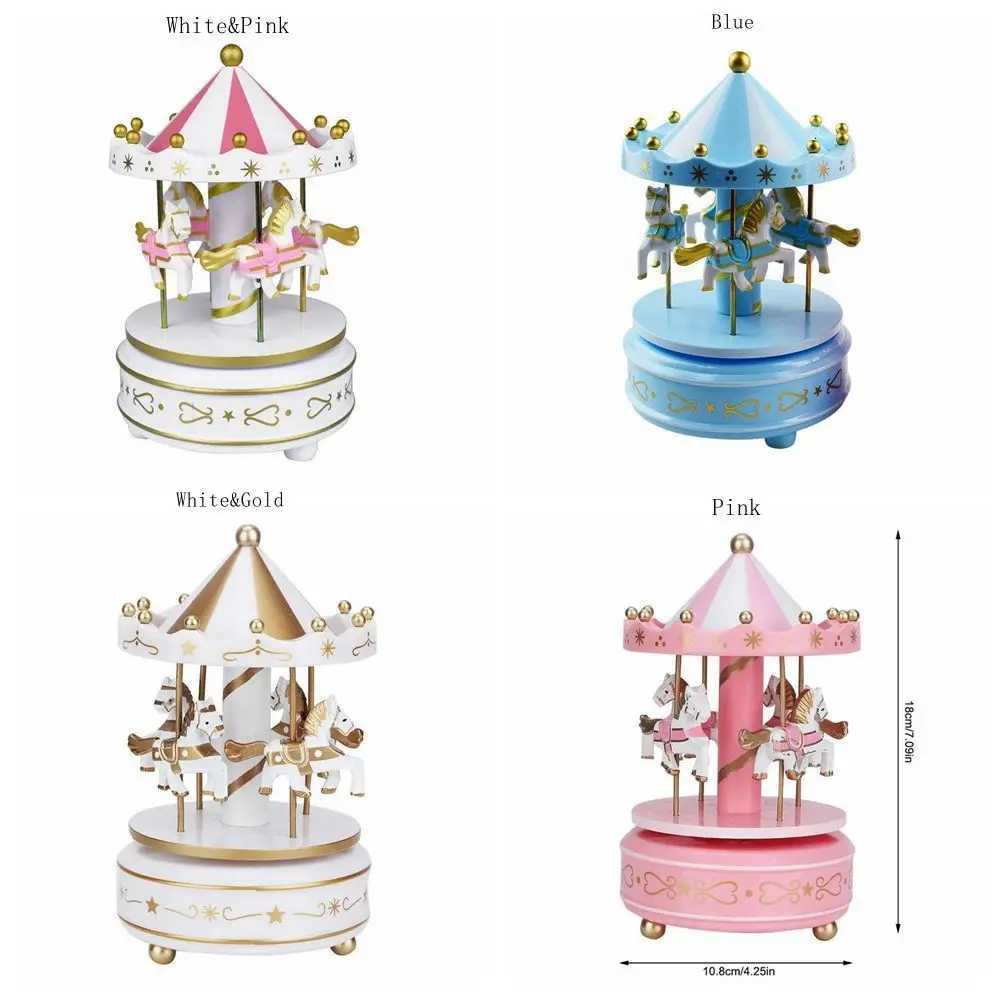 Creative Fantasy Christmas Holiday Decor Carousel Music Box Easy Use Carousel Ferris Wheel Ornaments C251030
