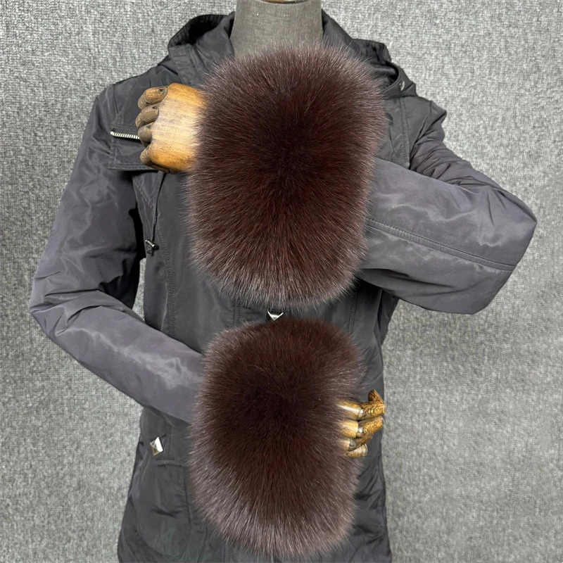 Real Fox Fur Cuffs Arm Warmer Women Bracelet Natural Fur Wristband Warmer Cuff Clothing Accesories Winter Coat Downcoat Gloves 251028