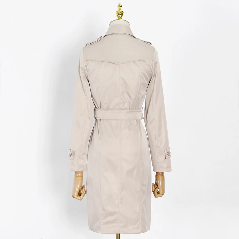 TWOTWINSTYLE Casual Irregular Trench For Women Lapel Long Sleeve High Waist Sashes Front Split Khaki Windbreaker Female 251029