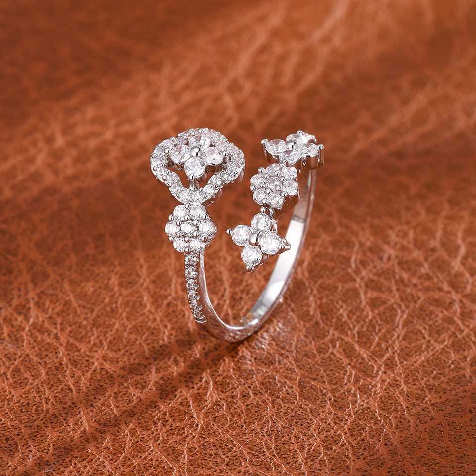 ZAKOL New Fashion Zircon Inlay Flower Design Open Ring For Women Exquisite Shiny CZ Niche Jewelry GiftW251030