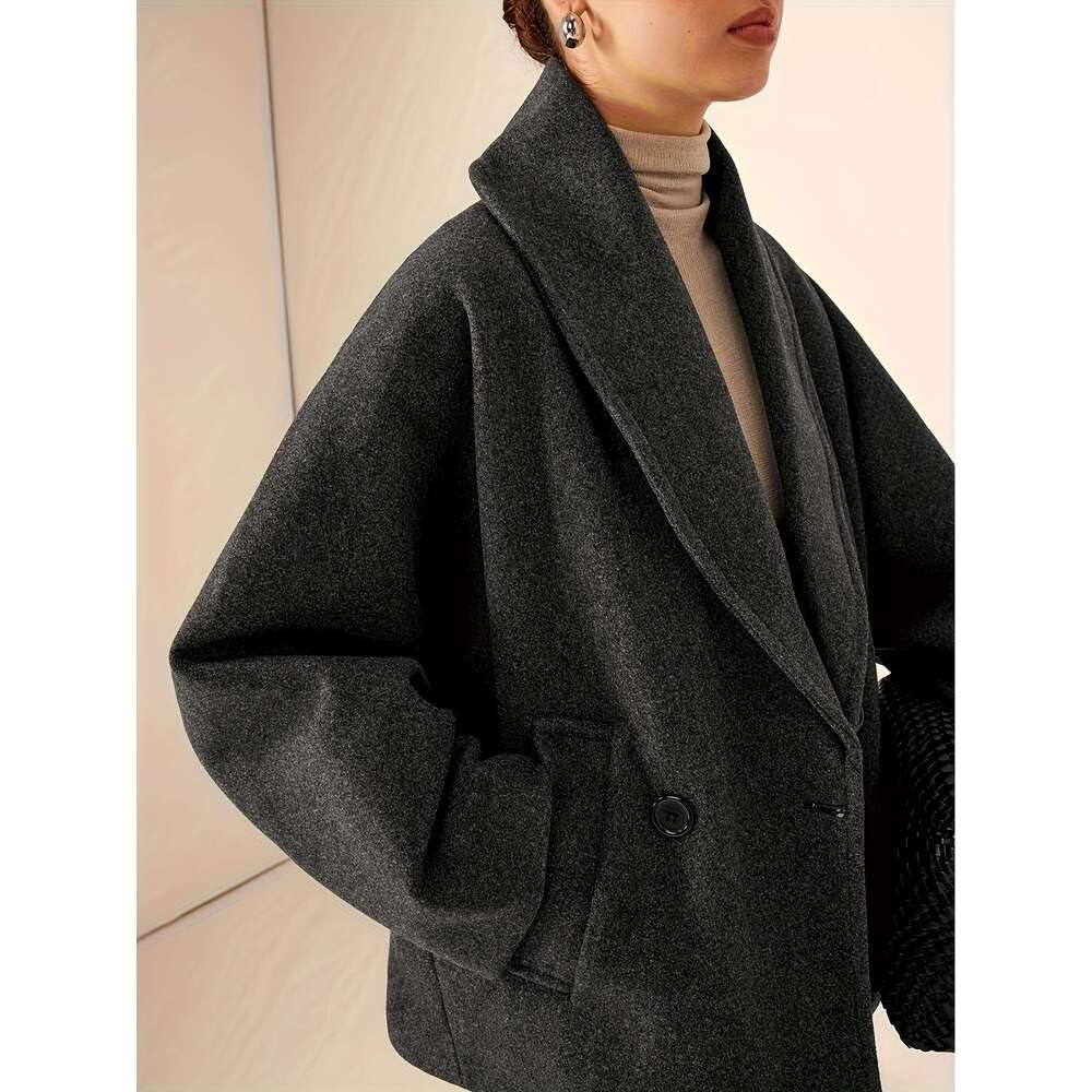 Women S Minimalist French Tweed Coat Elegant Dual Row Buttons Structured Shouldered Long Sleeves Hine Washable Office Formal Everyday Chic Sophisticat