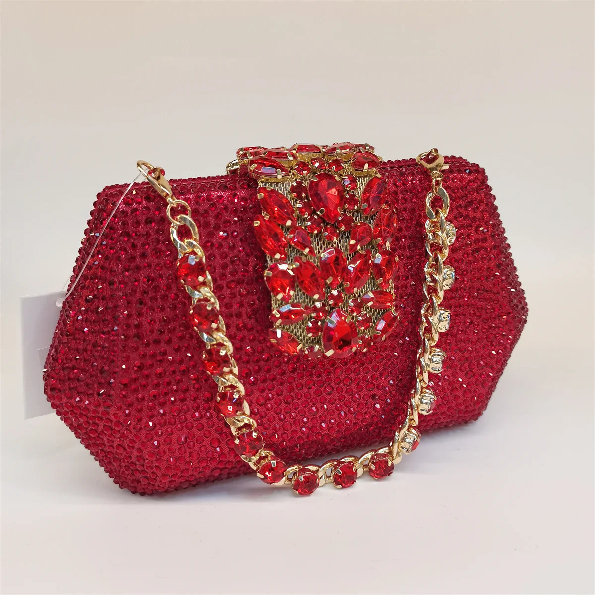 Fashion Womens Diamondshaped Rhinestone Party clutch Bag Handbag withLong Chain Lady Everning Handbag Clutch Bag F54151 251023