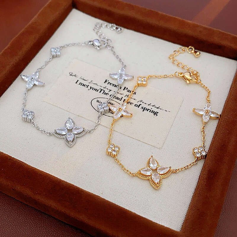 Bracelet Designer luxury charm Bracelets Real Gold Plated Zircon Star Flower Simple High end Versatile Bracelet Niche Light Exquisite Jewelry for Wome