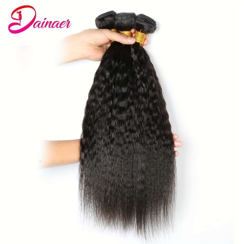 3 Bundles Brazilian Yaki Straight Human Hair Extensions With 4X4 Free Part Closure - Natural Look, Lightweight & Durable For Women Of All Ethnicities