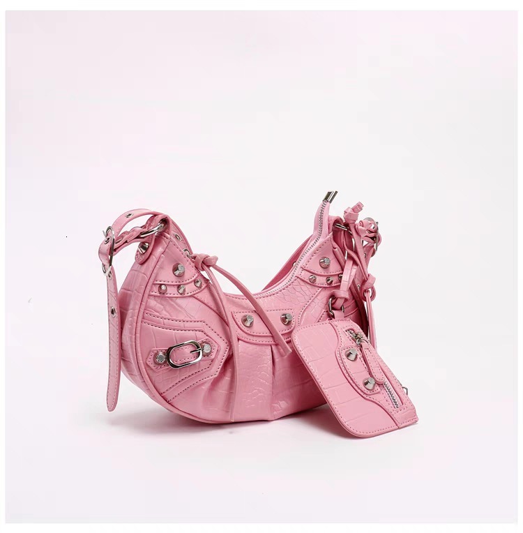 New women's motorcycle armpit sexy girl rivet tassel three in one handheld pleated shoulder crossbody bag fashion designer bag