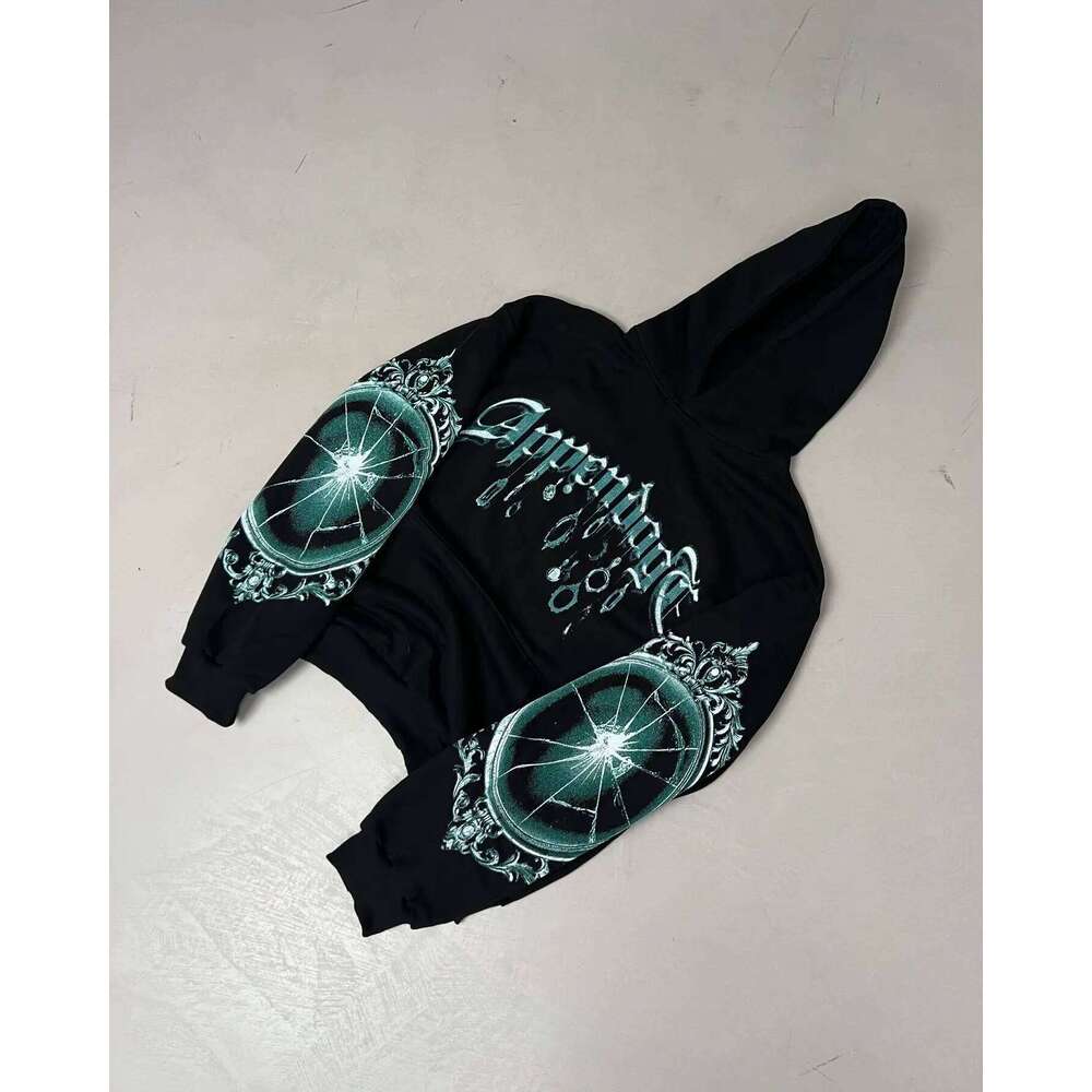 New Gothic Pattern Print Loose Men Women Retro Y2k Hoodies Fashion Sweatshirts Casual Haruku Hooded Pullover