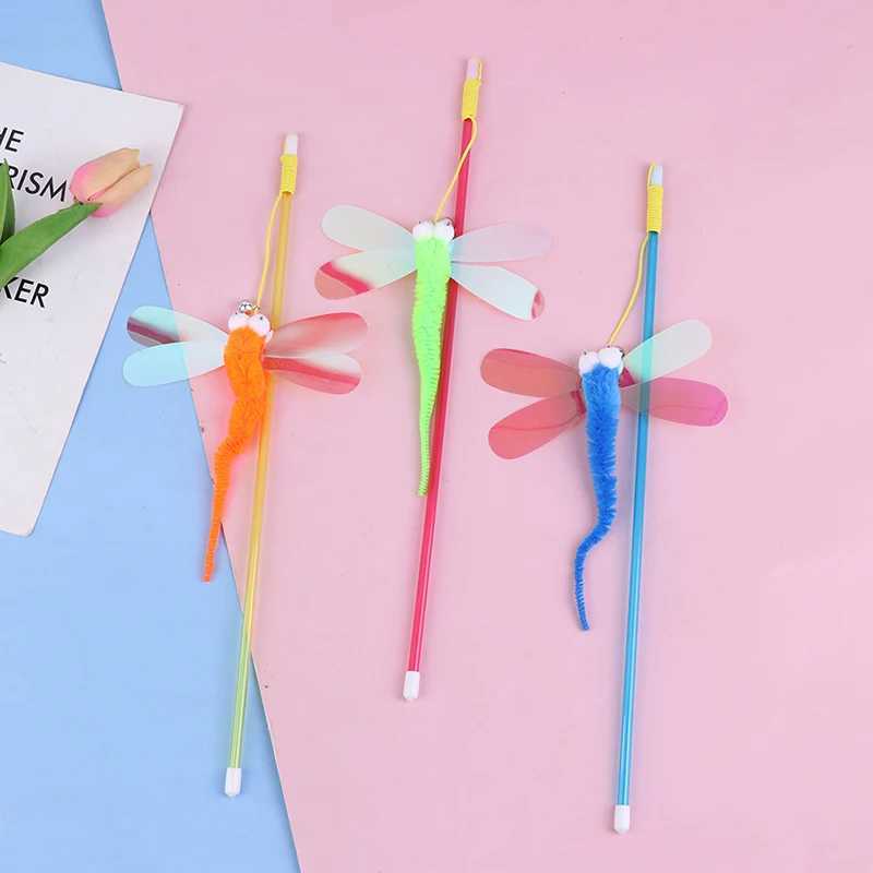 1PC New cat Teaser stick sequins big eyes Dragonfly cat toy interactive Teaser stick S251029
