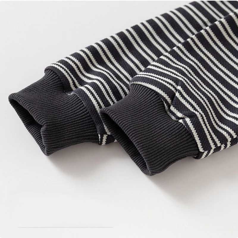 Spring Autumn New Children Clothes False TwoPiece Sweatshirt with Detachable Shirt Collar Striped Design Top for 27Y BoysT251030